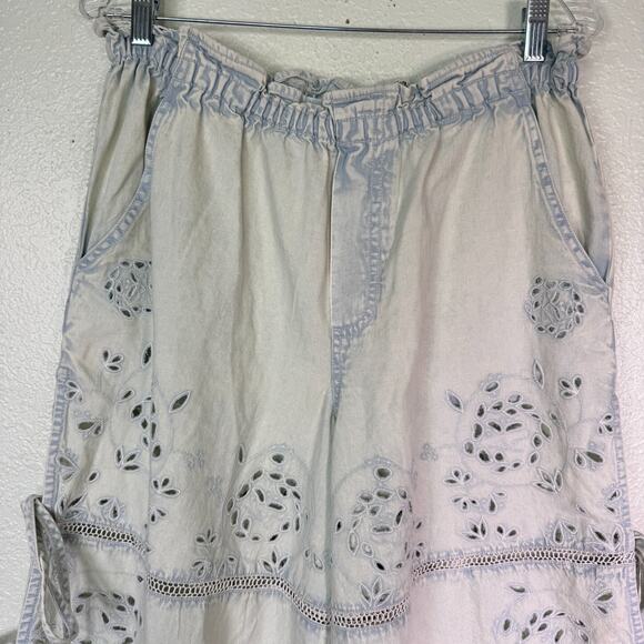 Free People Day Break Pants Womens Small Boho Embroidered Eyelet We The Free NEW - Picture 4 of 13